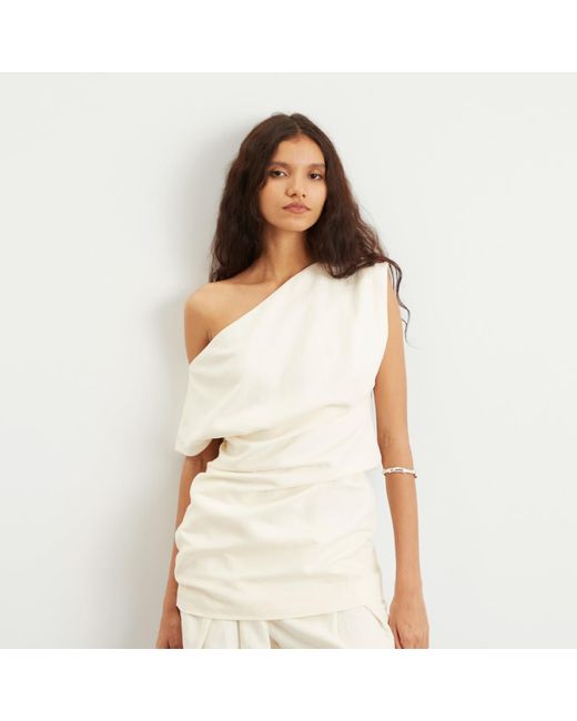 St. Agni White Asymmetric Mini Dress