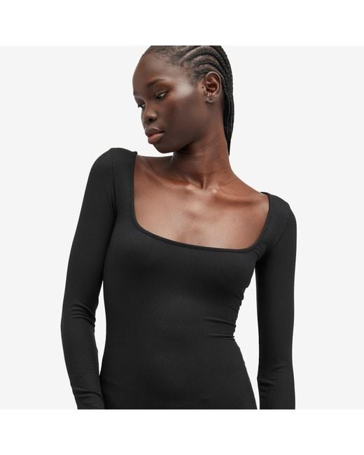 Skims Black Soft Lounge Long Sleeve Dress