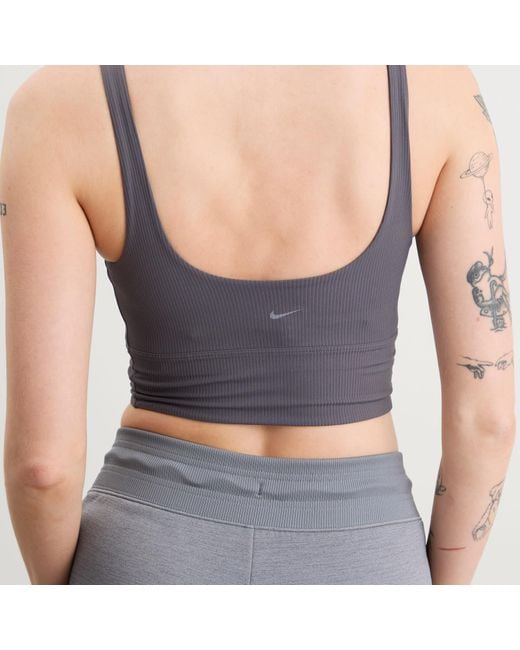 Nike Gray Zenvy Wide Rib Bra