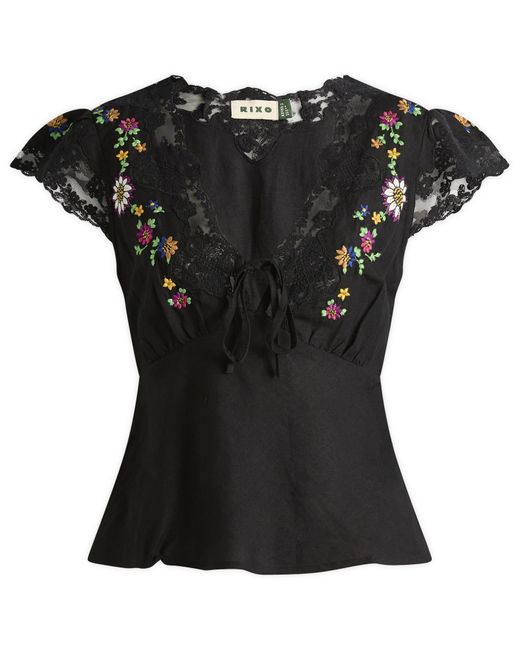 Rixo Black Elaine Top