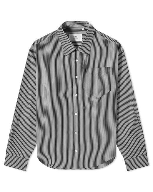AMI Gray Stripe Boxy Shirt for men