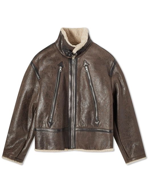 MM6 by Maison Martin Margiela Brown Shearling Jacket for men