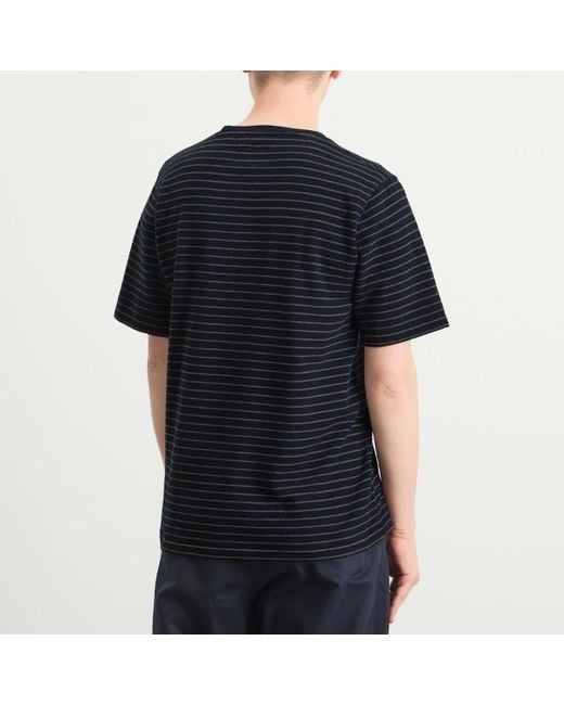 Folk Blue Textured Stripe T-Shirt for men