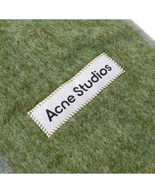 Acne Green Vally Solid Logo Scarf