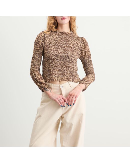 Rixo Brown Gardenia Mila Leopard Top
