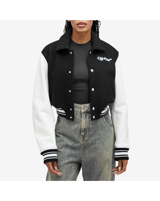 Off-White c/o Virgil Abloh Black Wo Simple Cropped Varsity Jacket