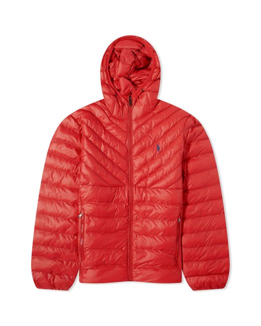 Polo Ralph Lauren Red Terra Chevron Insulated Hooded Jacket for men