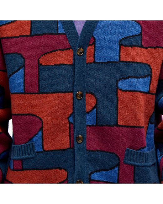 by Parra Blue Crayons All Over Knit Cardigan for men