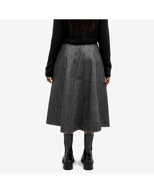 WOOD WOOD Gray Agatha Denim Midi Skirt