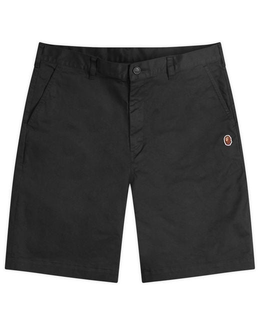 A Bathing Ape Black One Point Chino Shorts for men