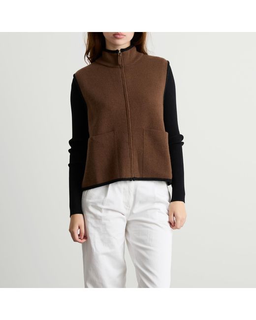 NOTHING WRITTEN Brown Dicky Zip-Up Vest