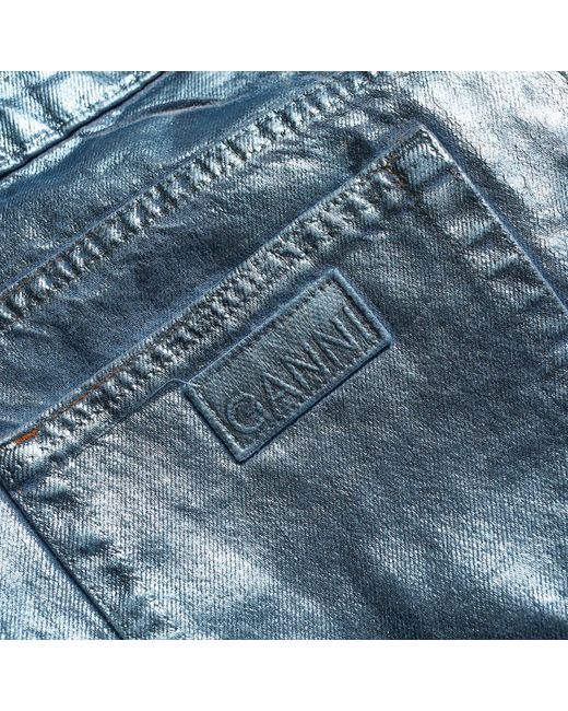 Ganni Blue Foil Denim Stary Jeans