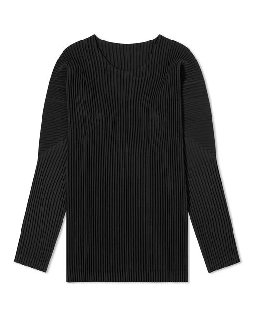 Homme Plissé Issey Miyake Black Pleated Long Sleeve T-Shirt for men