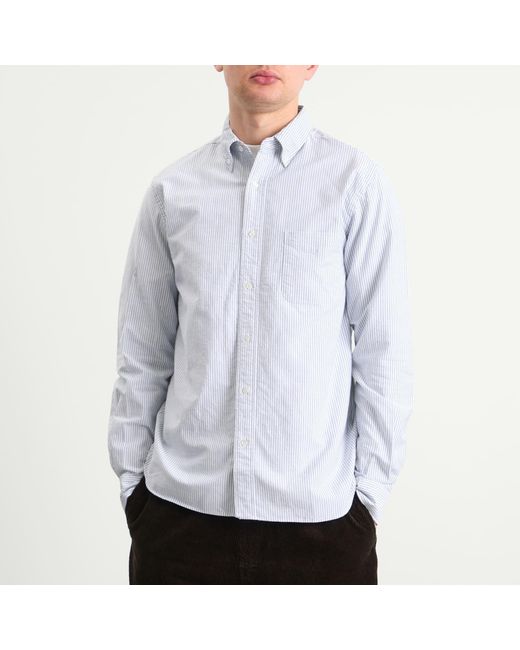 Beams Plus Blue Button Down Candy Stripe Shirt for men