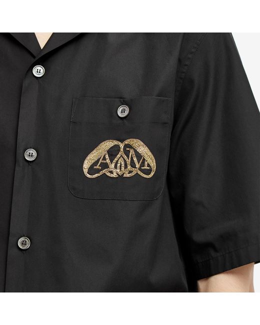 Alexander McQueen Black Seal Logo Hawaiian Shirt for men