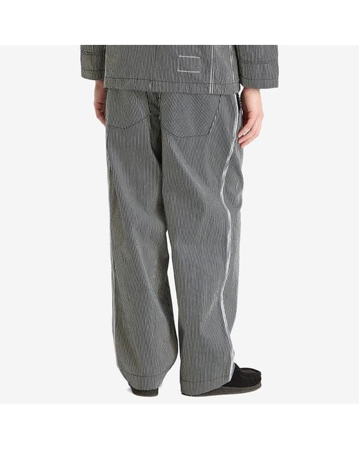 Universal Works Gray Hickory Stripe Duke Pant for men