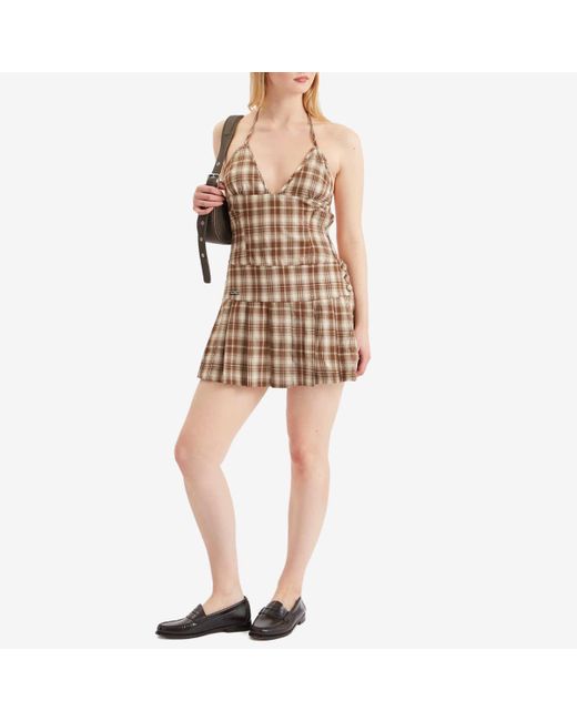 House Of Sunny Brown Hoxton Check Mini Dress