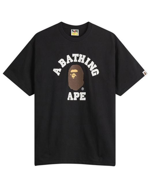 A Bathing Ape Black College T-Shirt for men