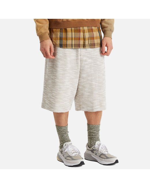 Merely Made White Jacquard Wide Shorts for men