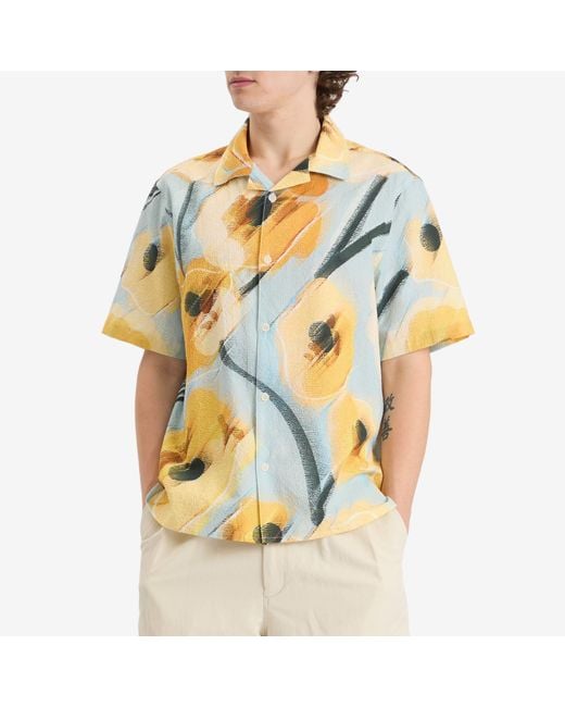 Wax London Blue Didcot Abstract Applique Vacation Shirt for men