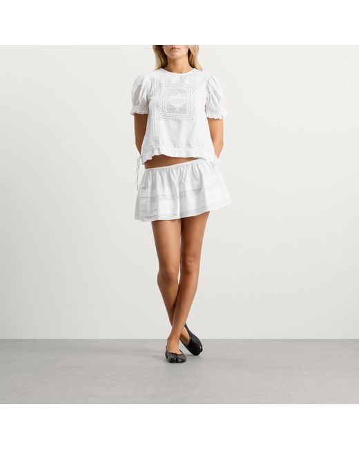 My Mum Made It White Pleat Mini Skirt
