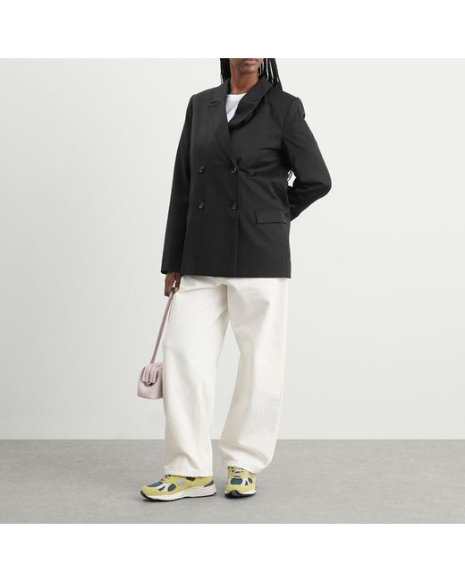 Ganni Black Calendered Wool Blazer