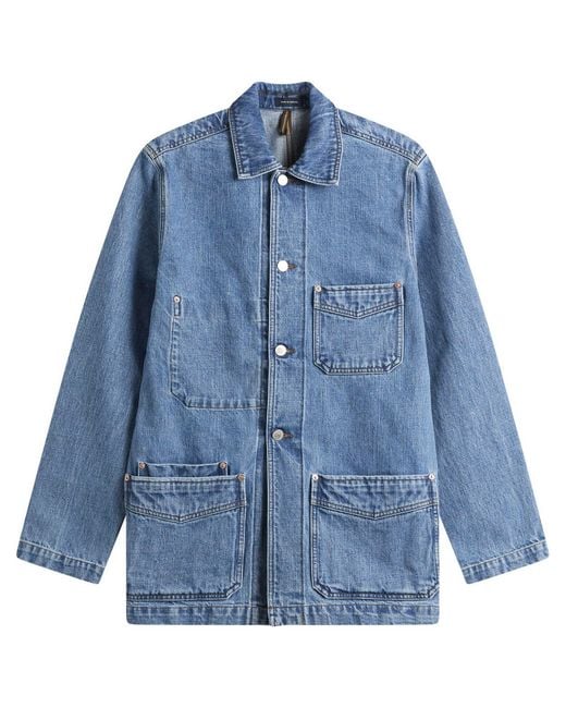 Drake's Blue Selvedge Denim Chore Jacket for men