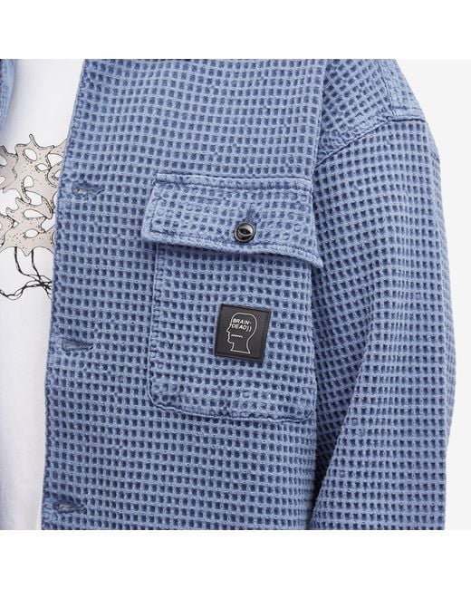 Brain Dead Blue Waffle Snap Front Overshirt for men