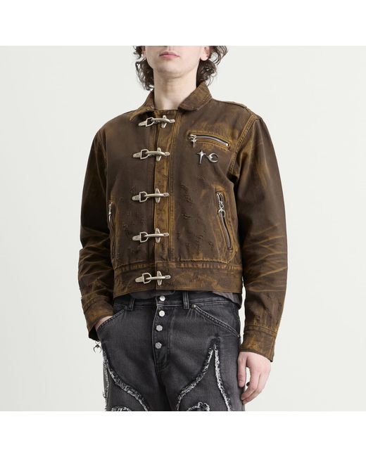 THUG CLUB Brown Cotton Jacket for men