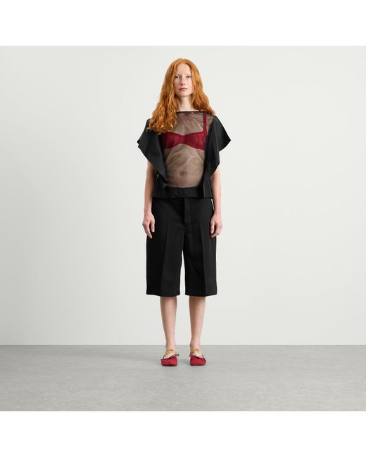Simone Rocha Black Boxy Sheer Panel Top