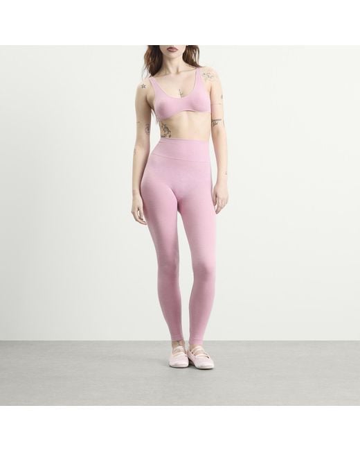 Skims Pink Seamless Sheer Wool Bralette