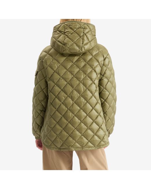 Moncler Green Shiny Quilted Hood Overshirt