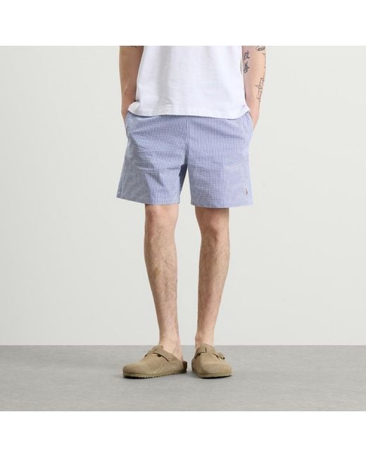 Polo Ralph Lauren Blue Seersucker Stripe Traveler Swim Shorts for men