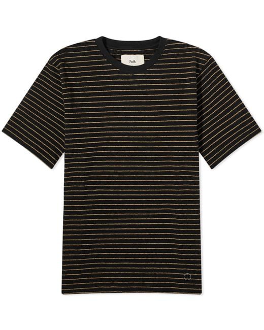 Folk Black Textured Stripe T-Shirt for men