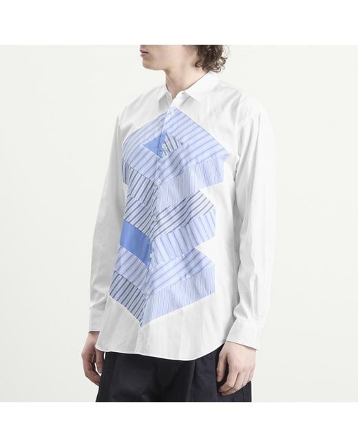 Comme des Garçons Blue Cotton Stripe Poplin Shirt for men