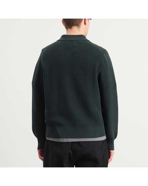 Corridor NYC Green Long Sleeve Slouchy Polo Shirt for men