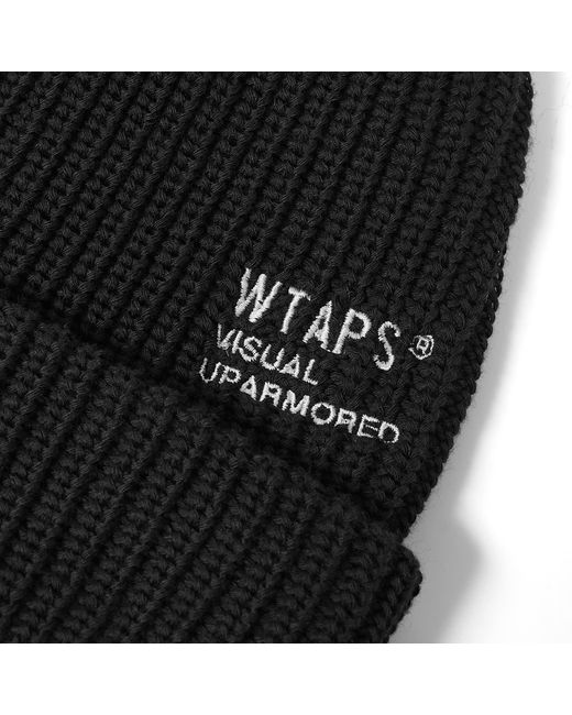 (w)taps Black 22 Logo Beanie Hat for men