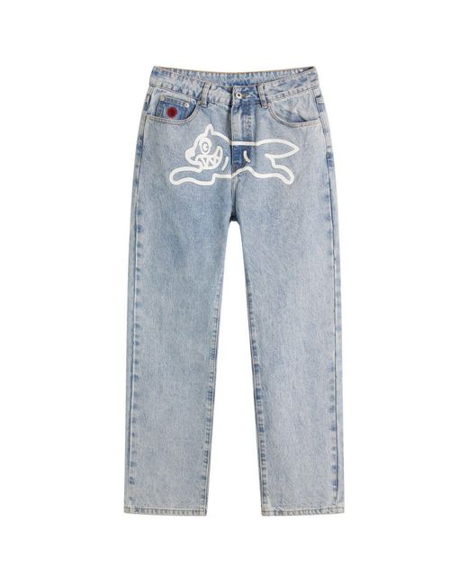 ICECREAM Blue Running Dog Straight Leg Denim Jeans for men