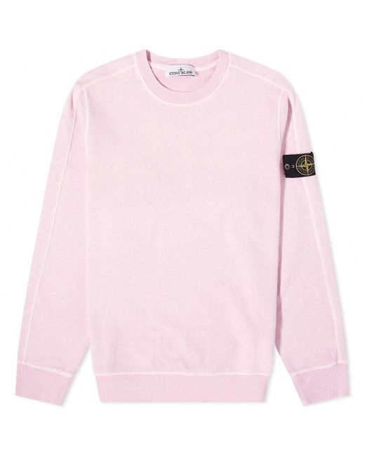 Stone Island Pink Garment Dyed Malfile Crew Sweat for men