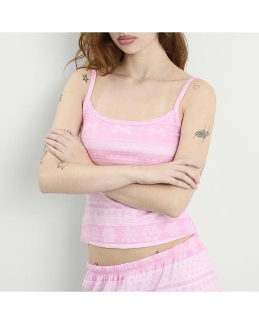 Skims Pink Plush Pointelle Cami Top