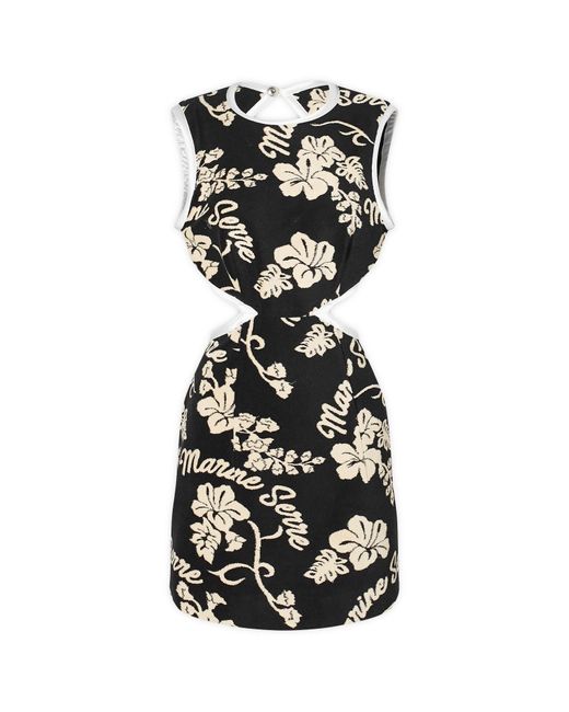 MARINE SERRE Black Jersey Jacquard Floral Mini Dress