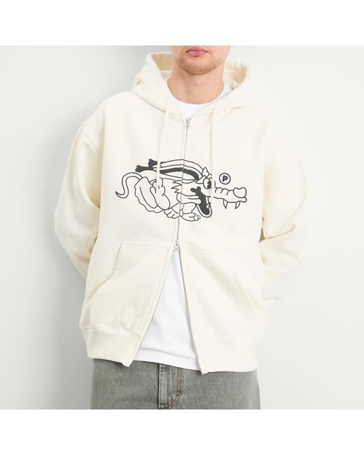 Pawa Speed Sports White Doggo Zip Hoodie for men