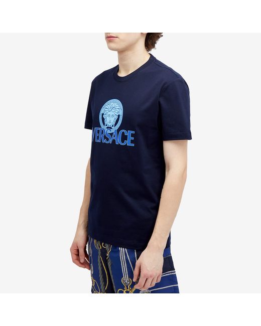 Versace Blue Medusa Print T-Shirt for men