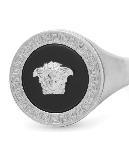 Versace Metallic Enamel Medusa Ring for men