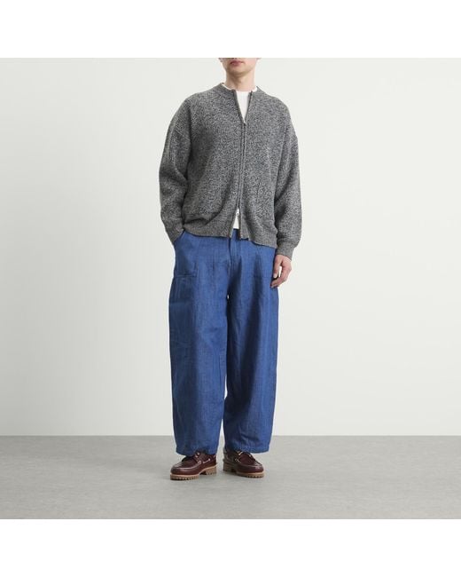 FRIZMWORKS Gray Tweed Wool Deck Zip Cardigan for men