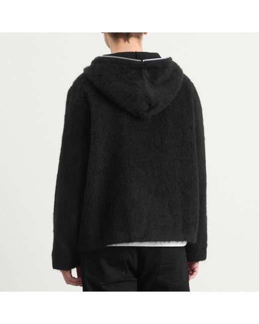 Our Legacy Black Hairy Wool Full Zip Hooded Jacket for men