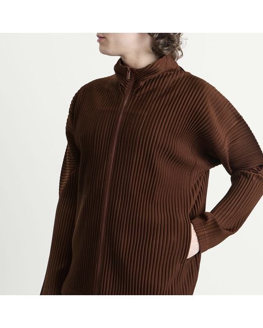 Homme Plissé Issey Miyake Brown Pleat Zip Up Cardigan for men