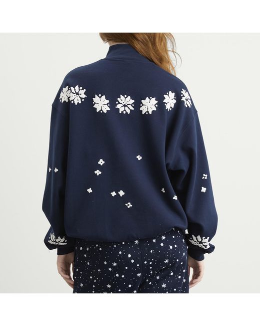 Skims Blue X Cpfm Cotton Fleece Classic Mock Neck Quarter Zip