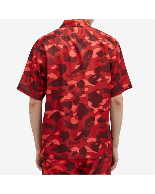 A Bathing Ape Red Colour Camo One Point Vacation Shirt for men