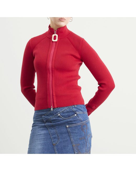 J.W. Anderson Red Fitted Zip Up Cardigan